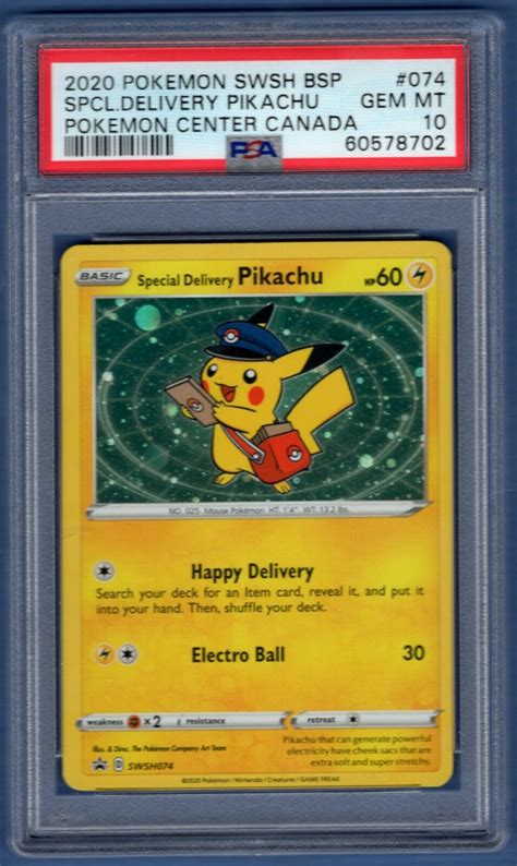 Mavin Special Delivery Pikachu Holo Pokemon Center Canada Swsh074 Psa 10