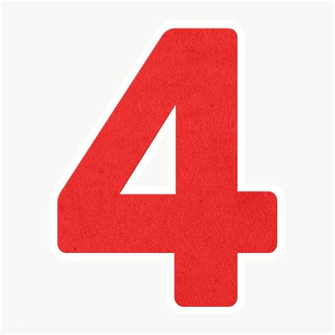 Red Number Four Sticker Design Element Free Image By