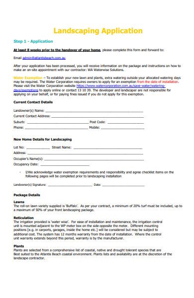 Free 19 Landscaping Forms In Pdf Ms Word