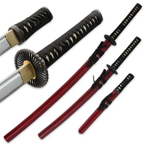 Musha Red Hand Forged Samurai Sword Set