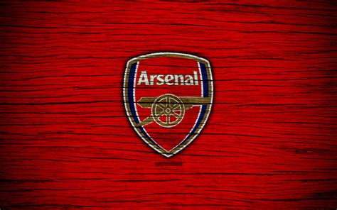 Download Wallpapers Arsenal 4k Premier League Logo England Wooden