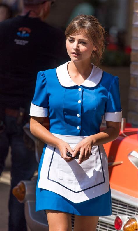 Doctor Whos Jenna Coleman Looks Hot In Short Waitress Uniform As She Films New Scenes Mirror
