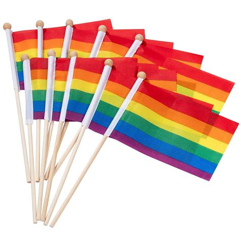 100 Pack Small Rainbow Mini Handheld Flags For Gay Pride Day Lgbtq