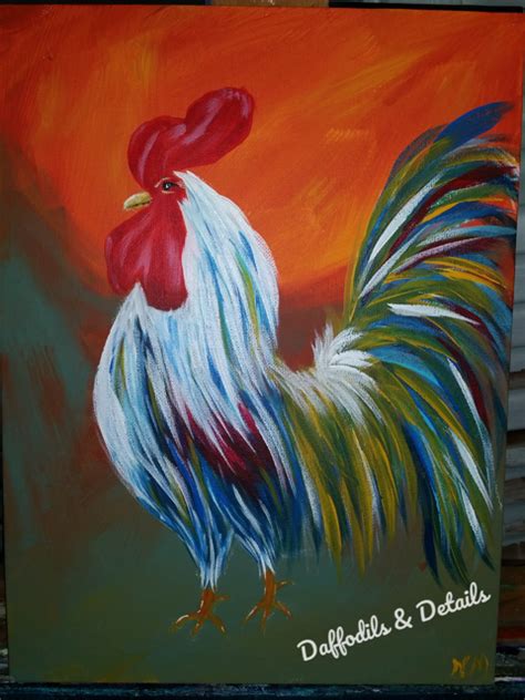 Rooster Painting Acrylic Painting Hand Painted Rooster On Canvas