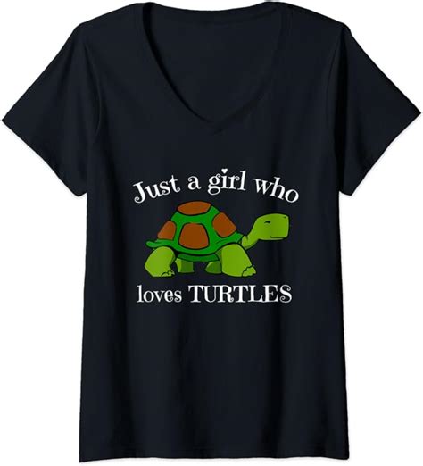 Womens Just A Girl Who Loves Turtle Turtles For Girls And Women V Neck T Shirt