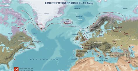 Global Extent Of Viking Exploration Illustration World History