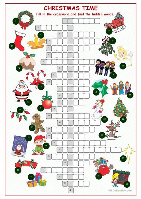 Christnas Time Crossword Puzzle Christmas Worksheets Christmas