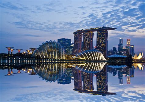 Cityscape Architecture Reflection Singapore Marina Bay Hd
