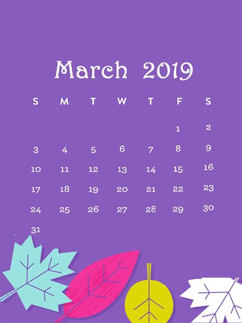 March 2019 Desktop Calendar Senturinpush