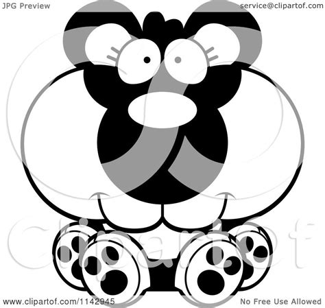 Cartoon Clipart Of A Black And White Cute Sitting Panda Vector