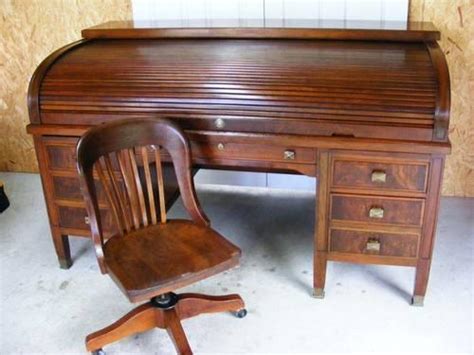 Vintage desk, beachy desk, stenciled desk, distressed desk, rustic desk, gray teal desk, shabby chic desk, girls desk repurposedbym. Vintage Roll-top Desk and Office Chair for Sale in ...