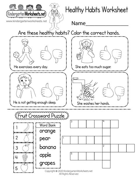 Healthy Habits Worksheet For Kindergarten Printable Digital And Pdf