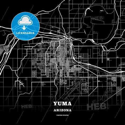 Black Map Poster Template Of Yuma Arizona Usa Hebstreits