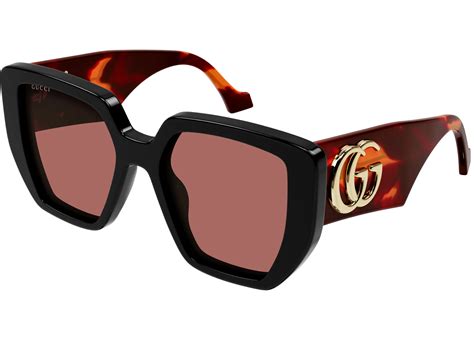 gucci square sunglasses black brown gg0956s 009 fr in acetate with gold tone us