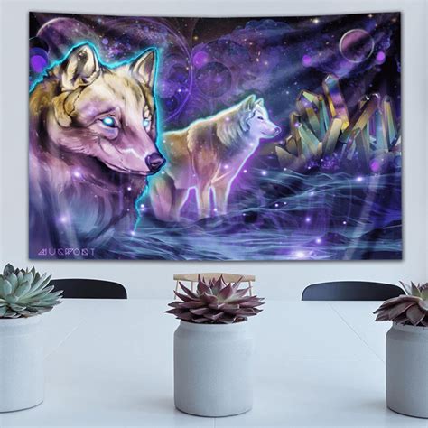 Mugwort Astral Wolves Tapestry By Third Eye Tapestries Etsy