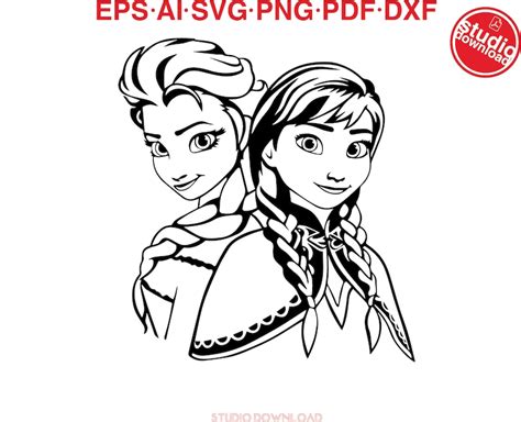 Frozen Princess Anna and Elsa SVG Cut File Download Cricut & | Etsy