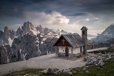 Chapel Of The Alpini Next To Tre Cime Di Lavaredo In The Dolomites