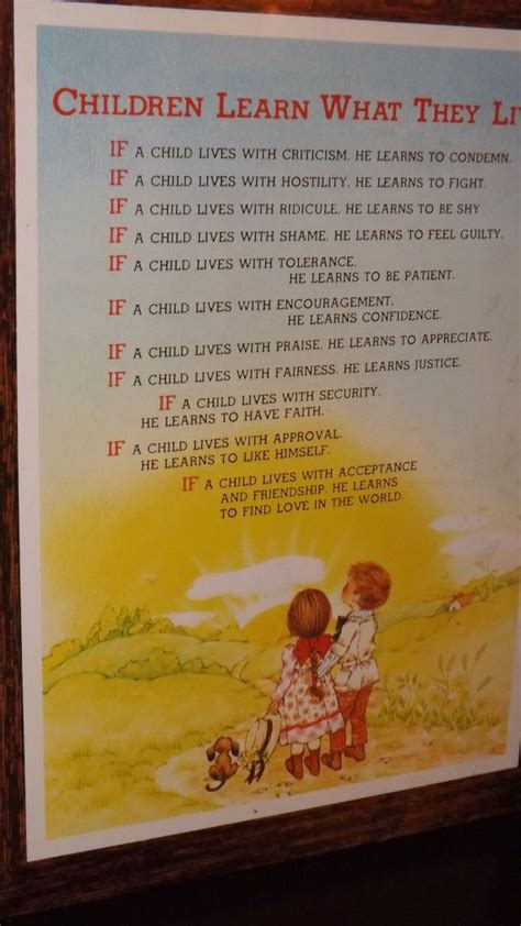 Vtg Children Learn What They Live Poem Plaque By