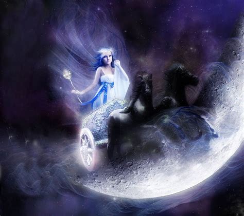 Moon Goddess Selene On Her Moon Chariot Moon Images Moon Pictures