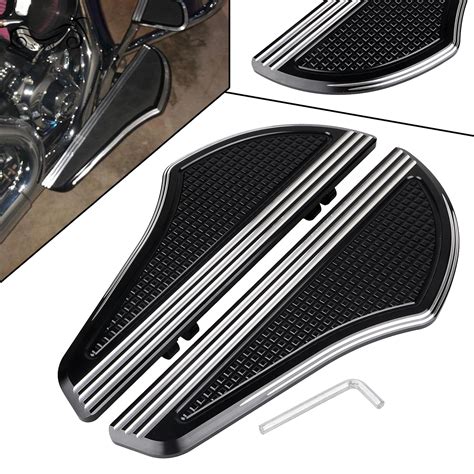 Motor Black CNC Front Driver Rider Footboard Floorboard For Harley