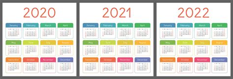 Calendar 2020 2021 2022 Years Vertical Vector Calender Design