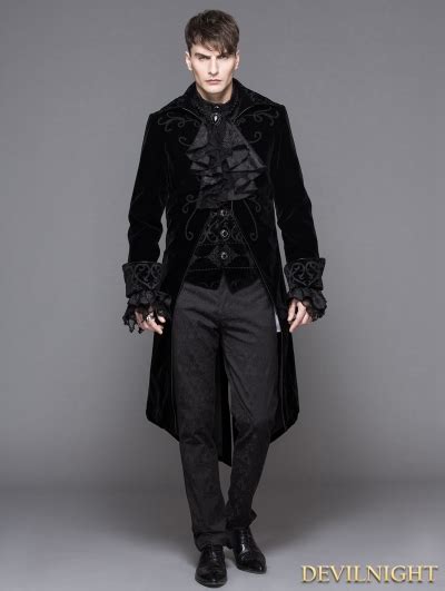 Black Gothic Palace Style Long Coat For Men Uk