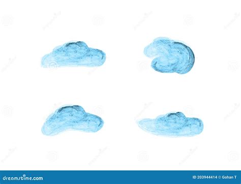 Watercolor Cloud Vector Isolated On White Background Ep02 Stock Vector