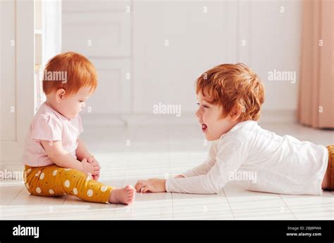 Cute Happy Redhead Siblings Brother And Sister Having Fun Together