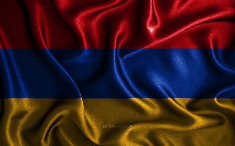 Armenian Flag Silk Wavy Flags Asian Countries National Symbols Flag