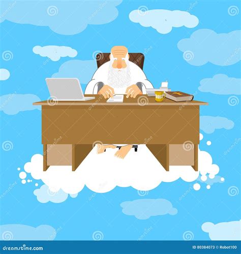 Boss Of Paradise. God Job. Almighty Of Work Place In Heaven