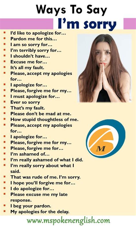 Ways To Say Im Sorry English Phrases Examples Lessons For English
