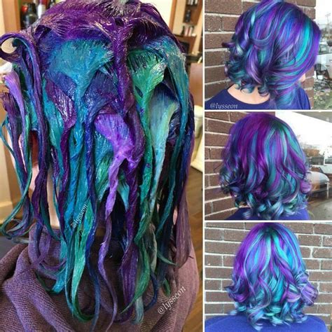 Purple Teal And Blue Hair Cool Hair Color Teal And