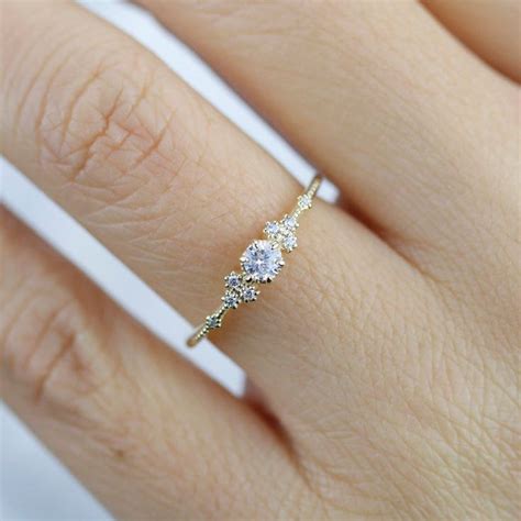 Simple Engagement Ring Engagement Ring Gold Diamond Delicate Etsy