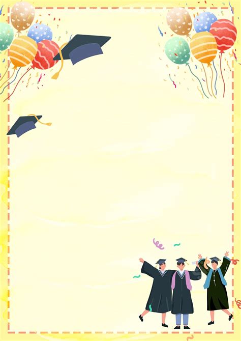Graduation Celebration With Balloons Page Border Background Word