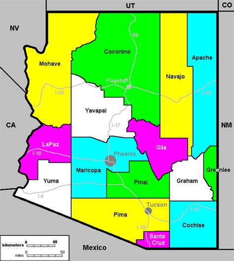 Arizona State Map With Counties Angela Maureene