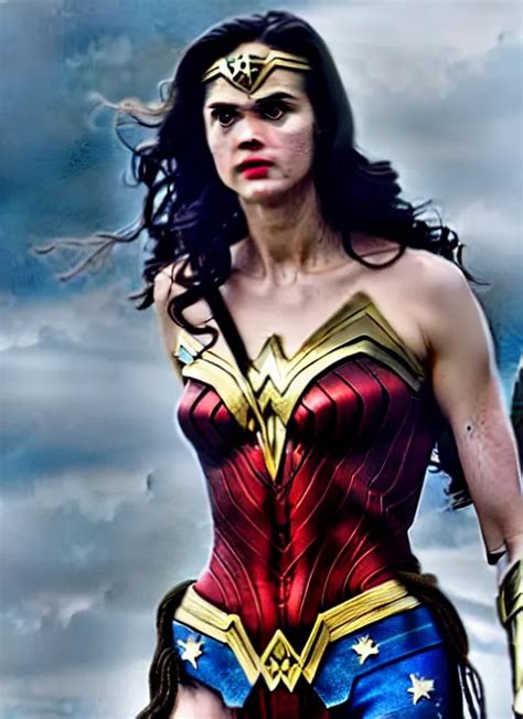 Film Still Of Alexandra Daddario As Wonder Woman In Stable Diffusion