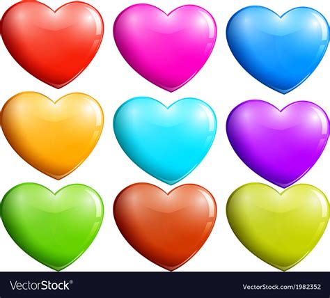 Set Of Colorful Hearts Royalty Free Vector Image