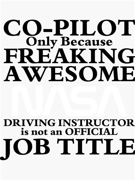 Co Pilot Is A Job Sticker For Sale By Redline Design Redbubble