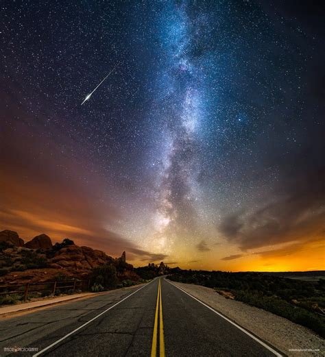 Landscape Long Exposure Stars Road Milky Way Wallpapers Hd