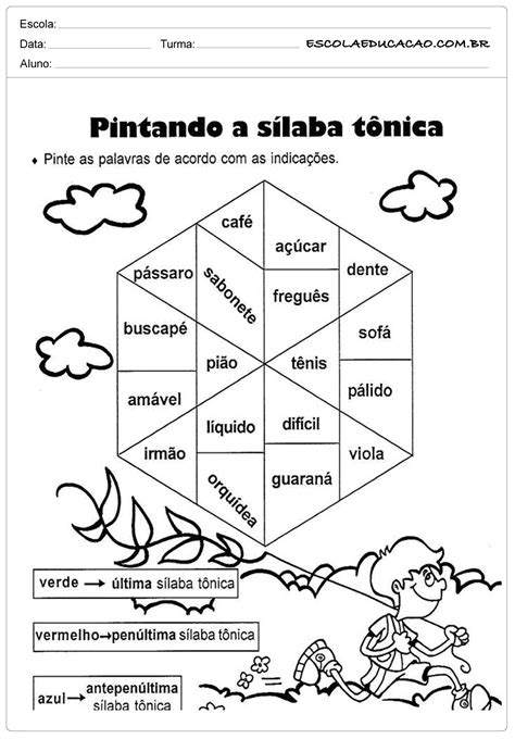 Atividade Sílaba Tônica 3 Ano