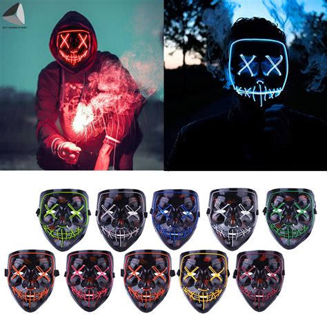 sixty shades of grey multi color plastic halloween scary cosplay led wire light up costume mask