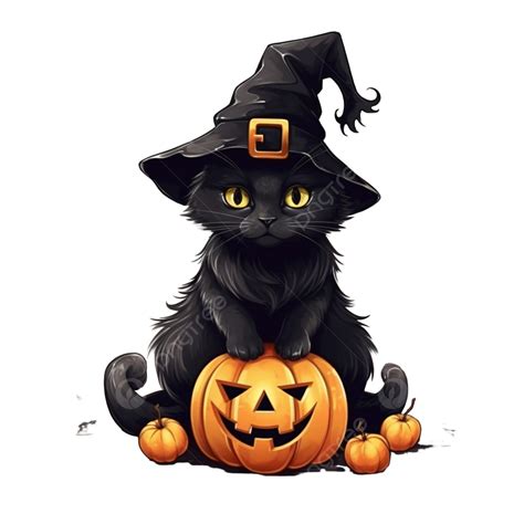 Halloween Black Cat Wearing Pumpkin Scary Cute Witches Pet Hand