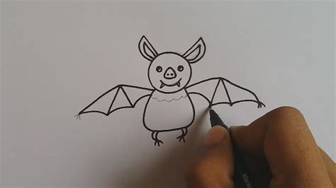Notice how the line curves slightly outward. How to draw a cartoon bat for kids easy and simple - YouTube