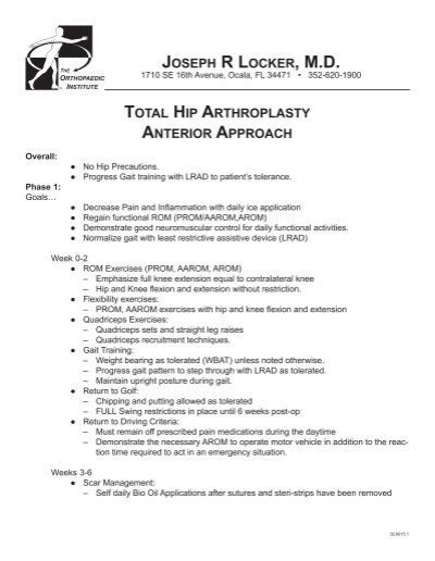 Total Hip Arthroplasty Anterior Approach Toi