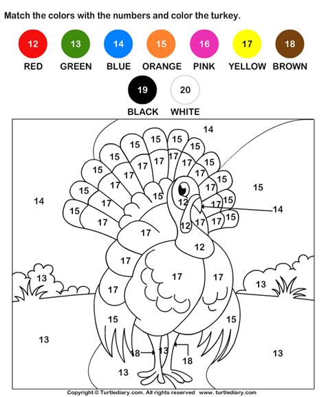 Printable number coloring pages for teaching preschool and kindergarten, or for making banners. Color the Turkey by Numbers Worksheet - Turtle Diary