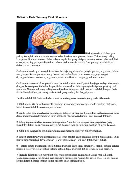20 Fakta Unik Tentang Otak Manusia Pdf