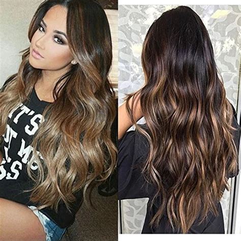Full Shine 10pcs Dip Dyed Ombre Color Balayage Clip In Hair Extensions