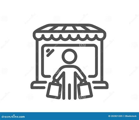 Market Buyer Line Icon Wholesale Store Customer Sign Vector Stock