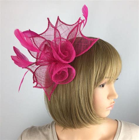 Fuchsia Pink Fascinator Hot Pink Fascinator On Headband Raspberry Wedding Mother Of The Bride