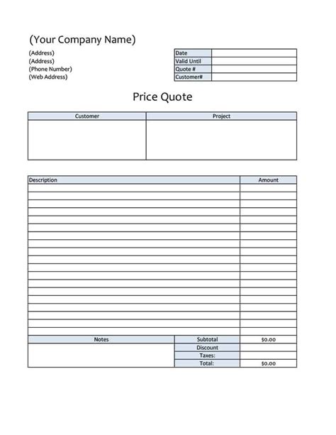 Business Quote Templates Colonarsd7 For Blank Estimate Form Template